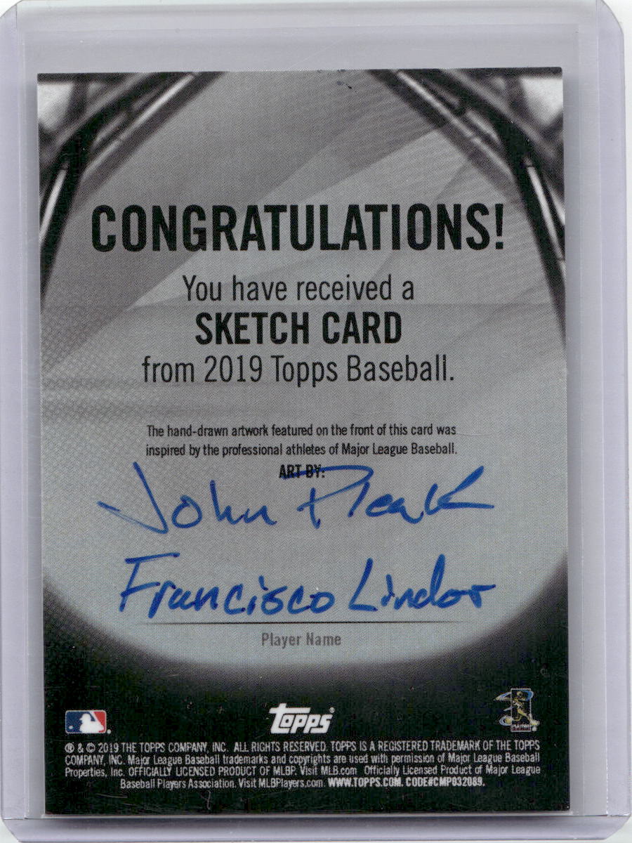 2019 Topps Francisco Lindor Sketch Card by John Pleak 1/1