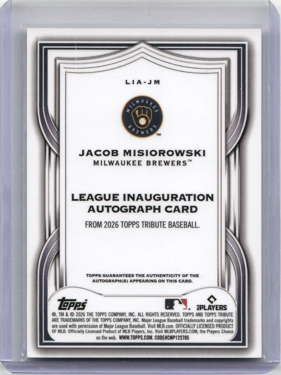 2026 Topps Tribute League Inauguration Jacob Misiorowski Pink Auto /10