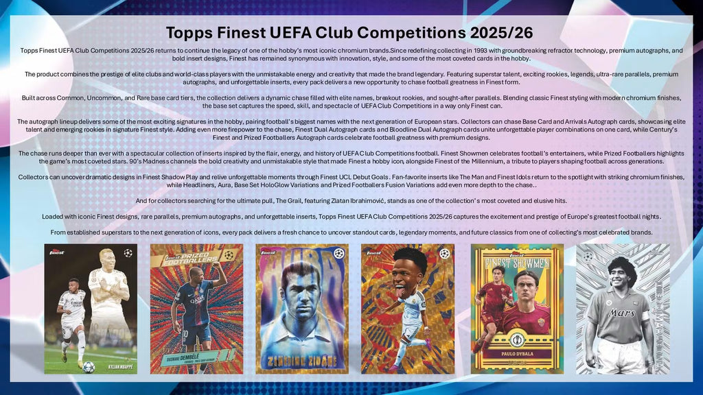 2025/26 Topps UEFA Club Competitions Finest Soccer Hobby Box (Presell)