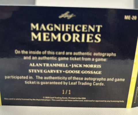 2026 Leaf Magnificence Magnificent Memories Quad Auto Ticket 1/1 Triple Booklet