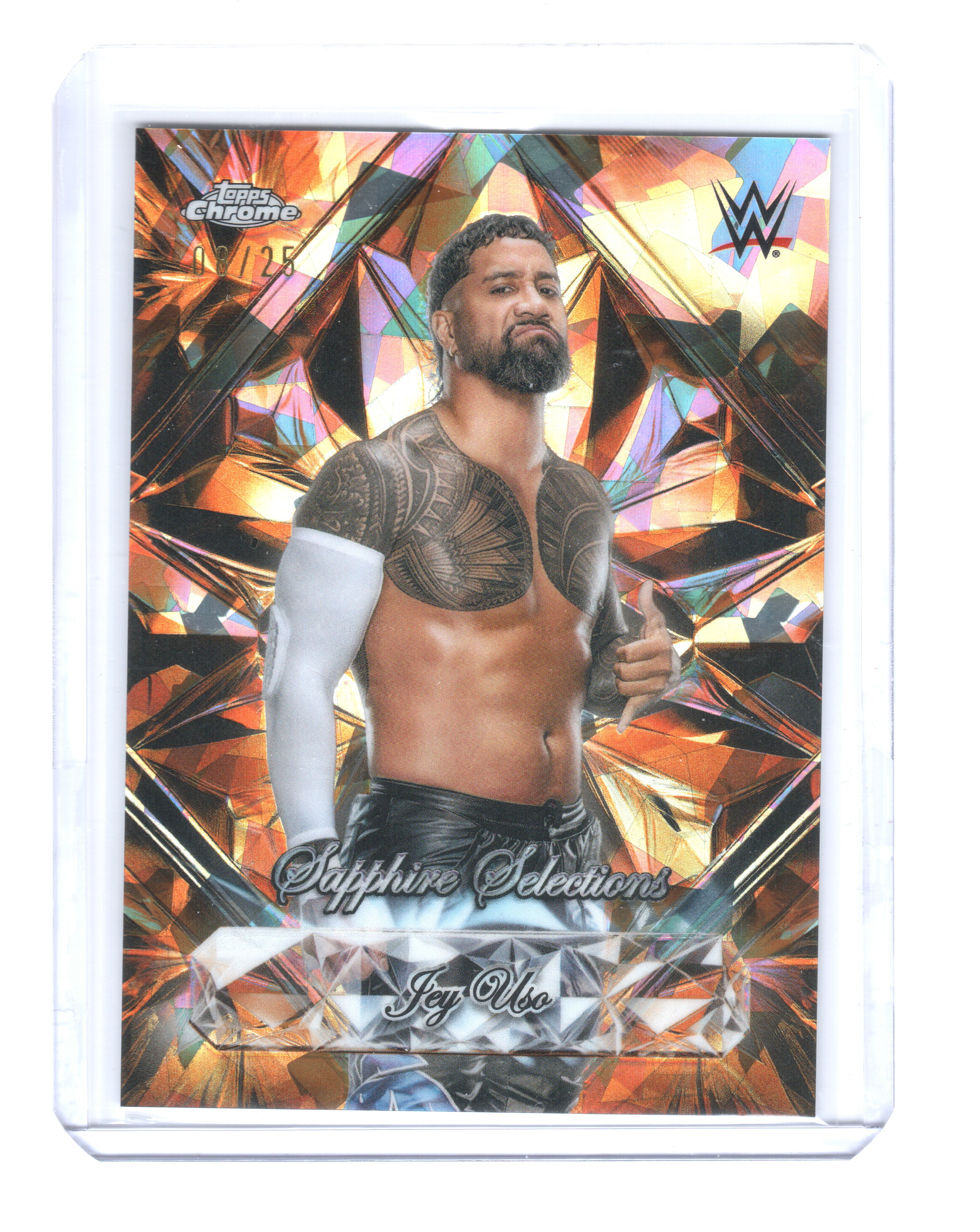 2026 Topps Chrome Sapphire Edition WWE Sapphire Selections Orange #SASJU Jey Uso 08/25