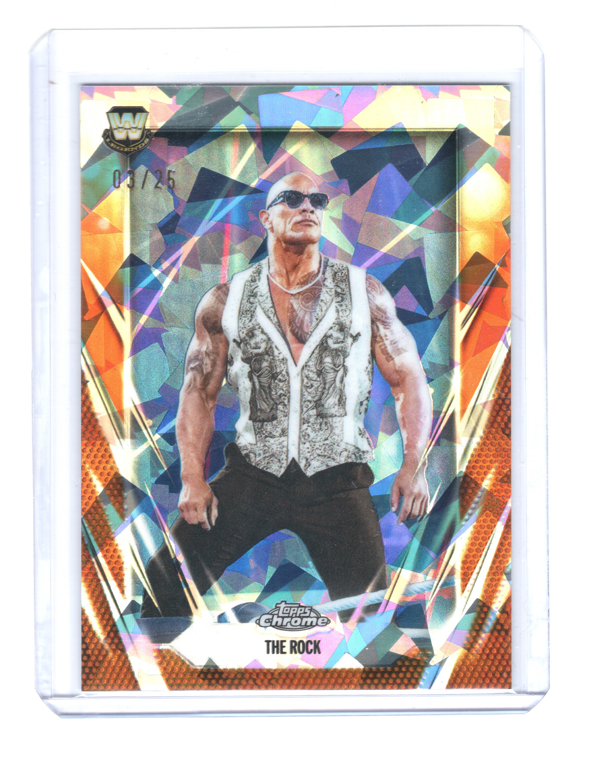 2026 Topps Chrome Sapphire Edition WWE Orange #1 The Rock 03/25