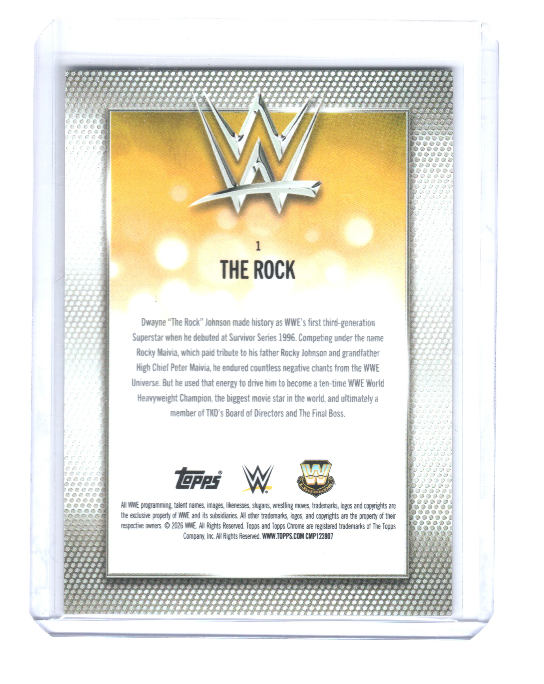 2026 Topps Chrome Sapphire Edition WWE Orange #1 The Rock 03/25