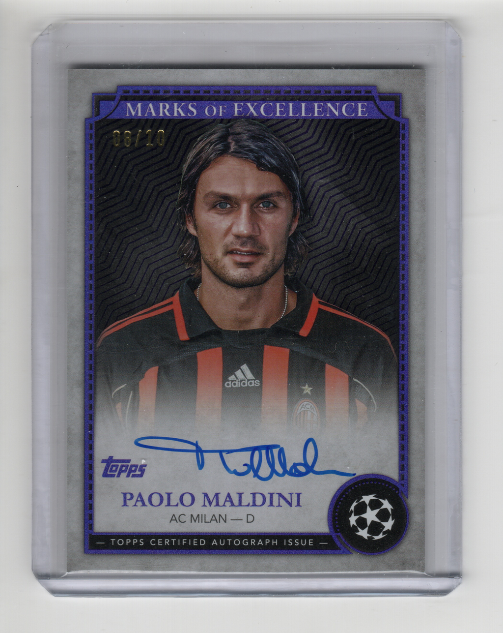 2024/25 Topps Museum UCC Paolo Maldini Marks of Excellence Purple Auto /10