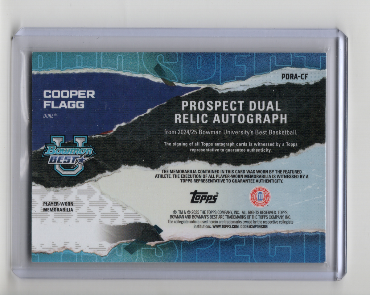 2024/25 Bowman University Best Dual Relic Auto NIKE Cooper Flagg 2/2