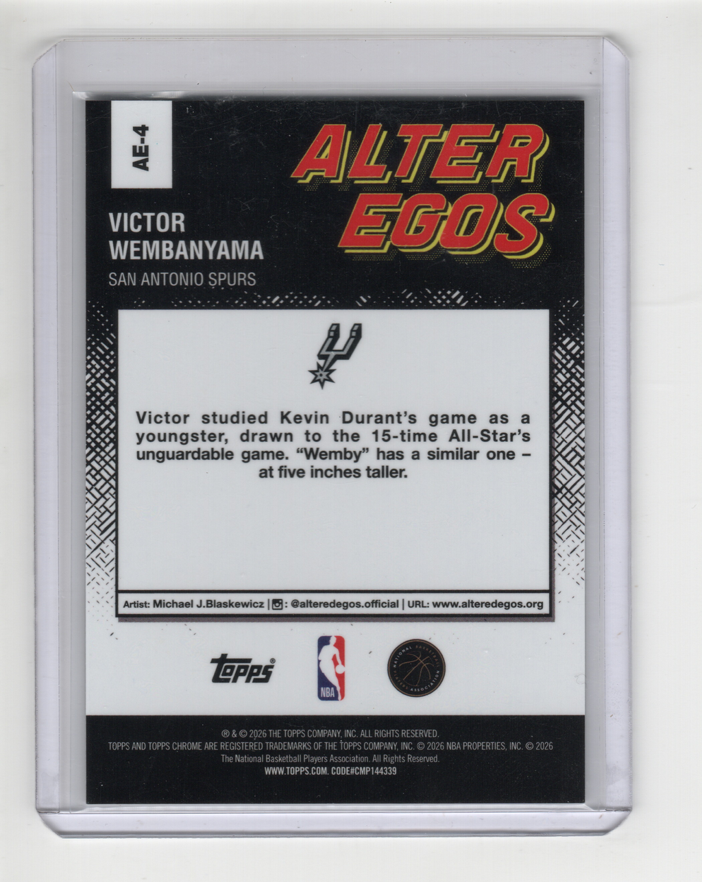 2025/26 Topps Chrome Alter Egos Victor Wembanyama ALIEN SSP
