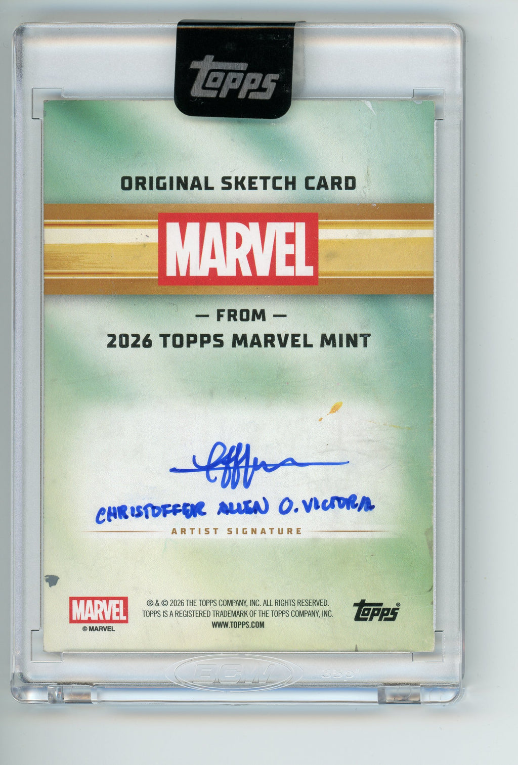 2026 Topps Marvel Mint Spider-Man Noir Sketch Christoffer Allen O. Victoria 1/1