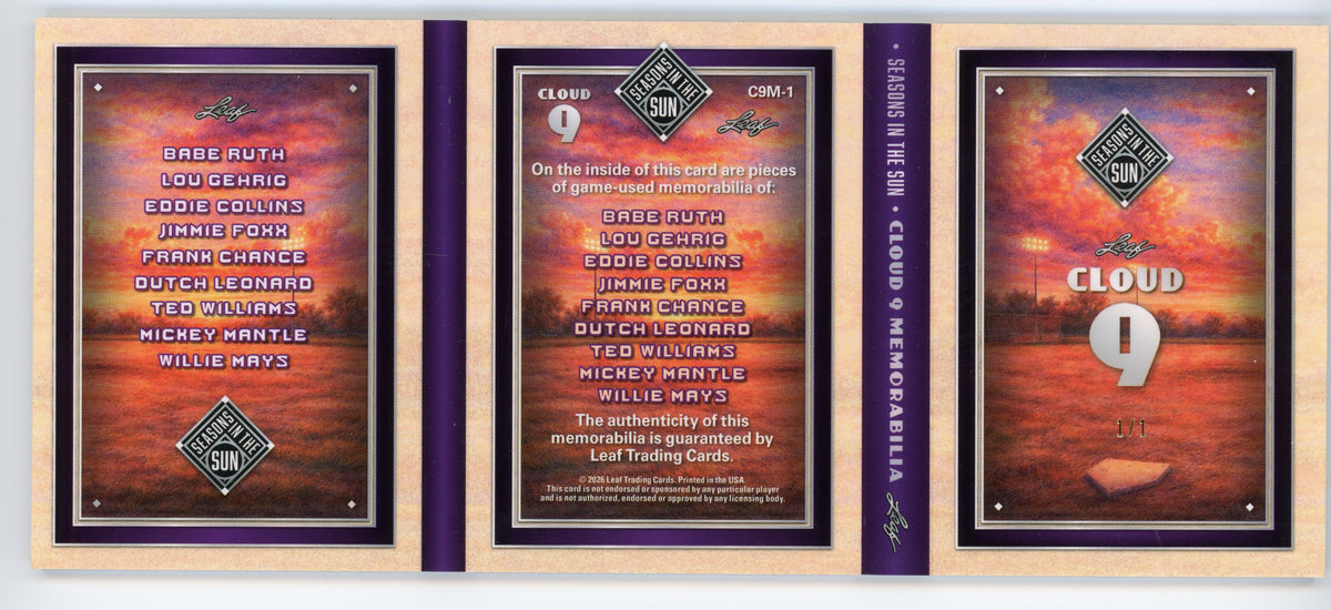 2026 Leaf Seasons In The Sun Cloud 9 Relic Triple Booklet 1/1